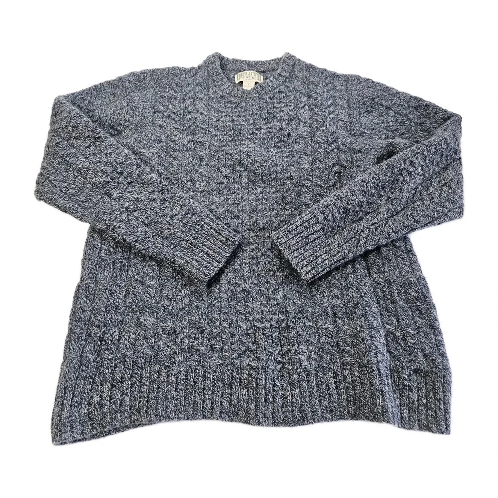 Dulth Trading Co. Sweater 100% Shetland Wool Men's Size Large Pullover Gray/Blue